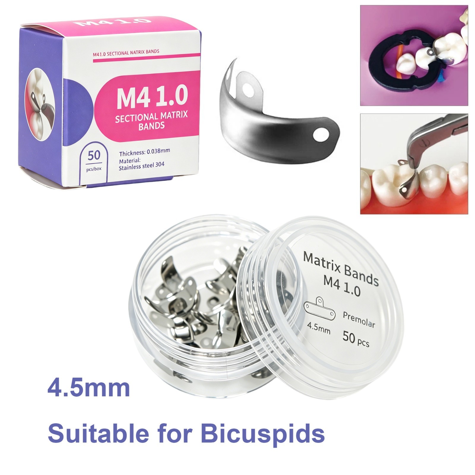 Dental Matrix Bands M4 Sectional Contoured Metal Matrices Dentistry Palodent V3