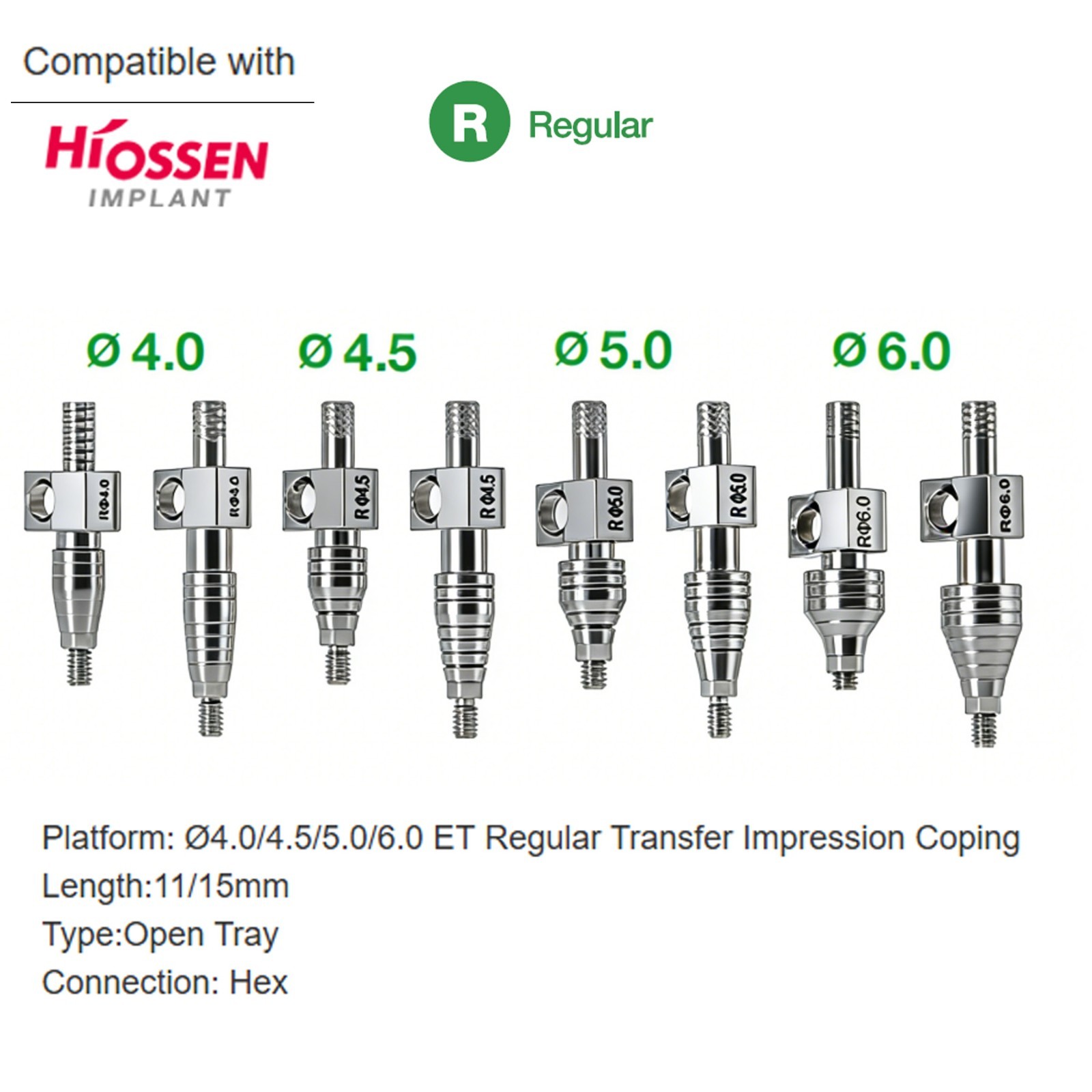 US Hiossen ET Dental Impression Coping Open Pick-up Closed Tray Transfer Analog