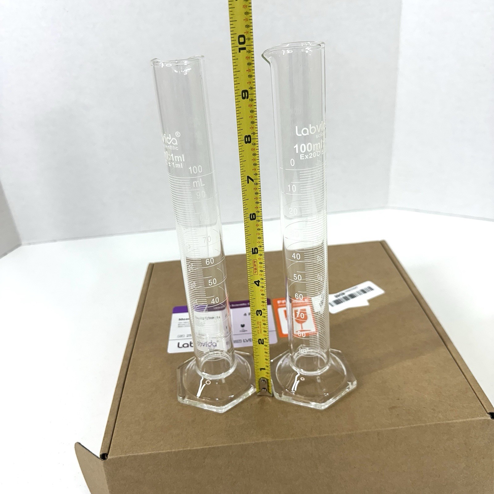 Labivida Scientific Measuring Cylinder 2pk 100ml Borosilicate Glass With Hex Bas