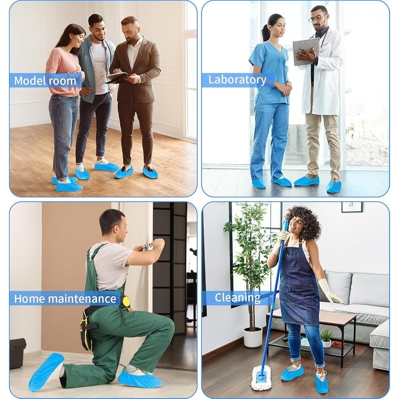 Disposable Non-Slip Shoe Covers Indoor Use Thick Durable Stretchable Booties