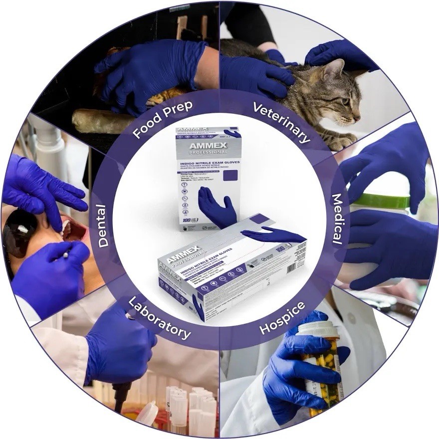 AMMEX Nitrile Disposable Exam Gloves 3 Mil Latex-Free, Case Of 1000, Medium