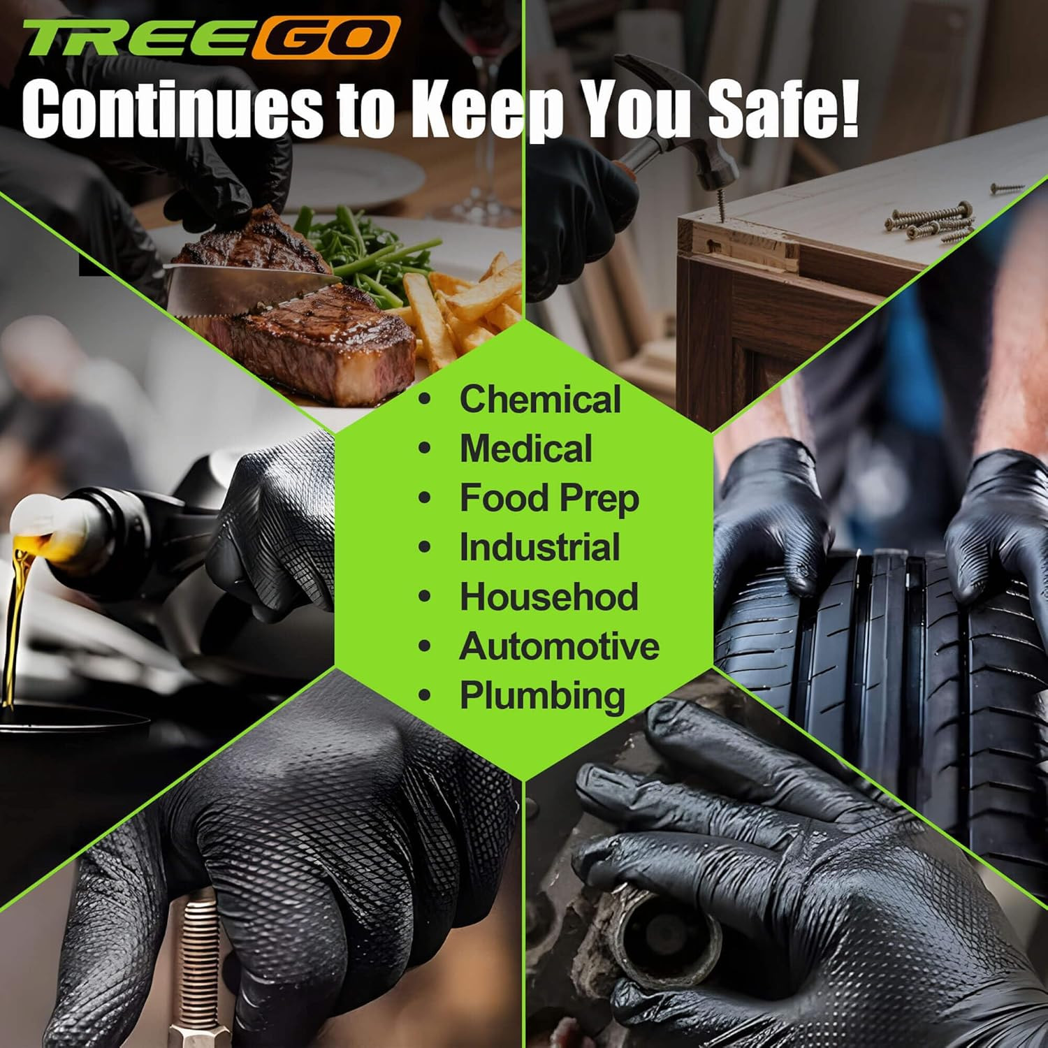 Black Nitrile Gloves 10 Mil, Heavy Duty Disposable Latex Free – Textured Grip fo