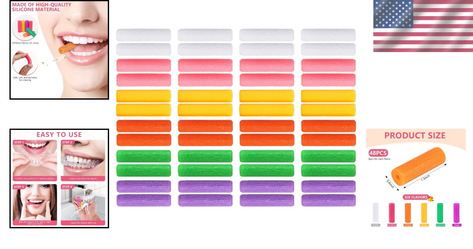 48 Pcs Colorful Orthodontic Aligner Trays Chewies for Aligner Chompers Aligner T