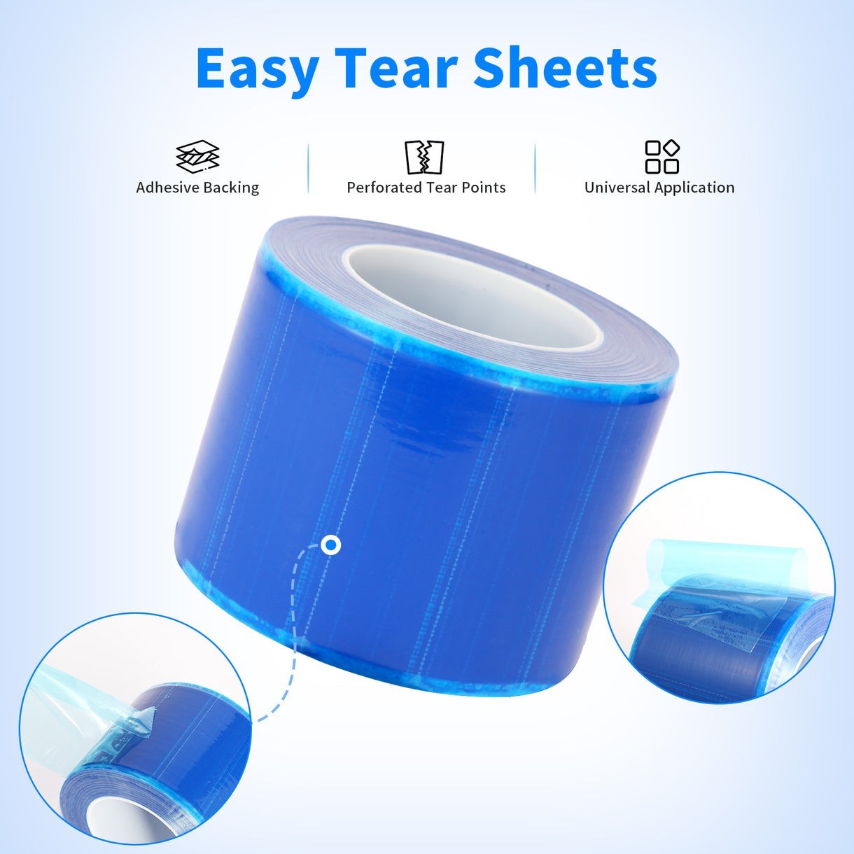 Blue Barrier Film Roll 1200 4×6 Sheets Dental Medical Tattoo No Residue
