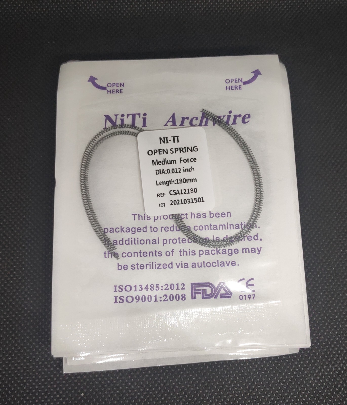10 Packs Dental Orthodontic Open Coil Spring NiTi Alloy 0.012*180mm Medium Force