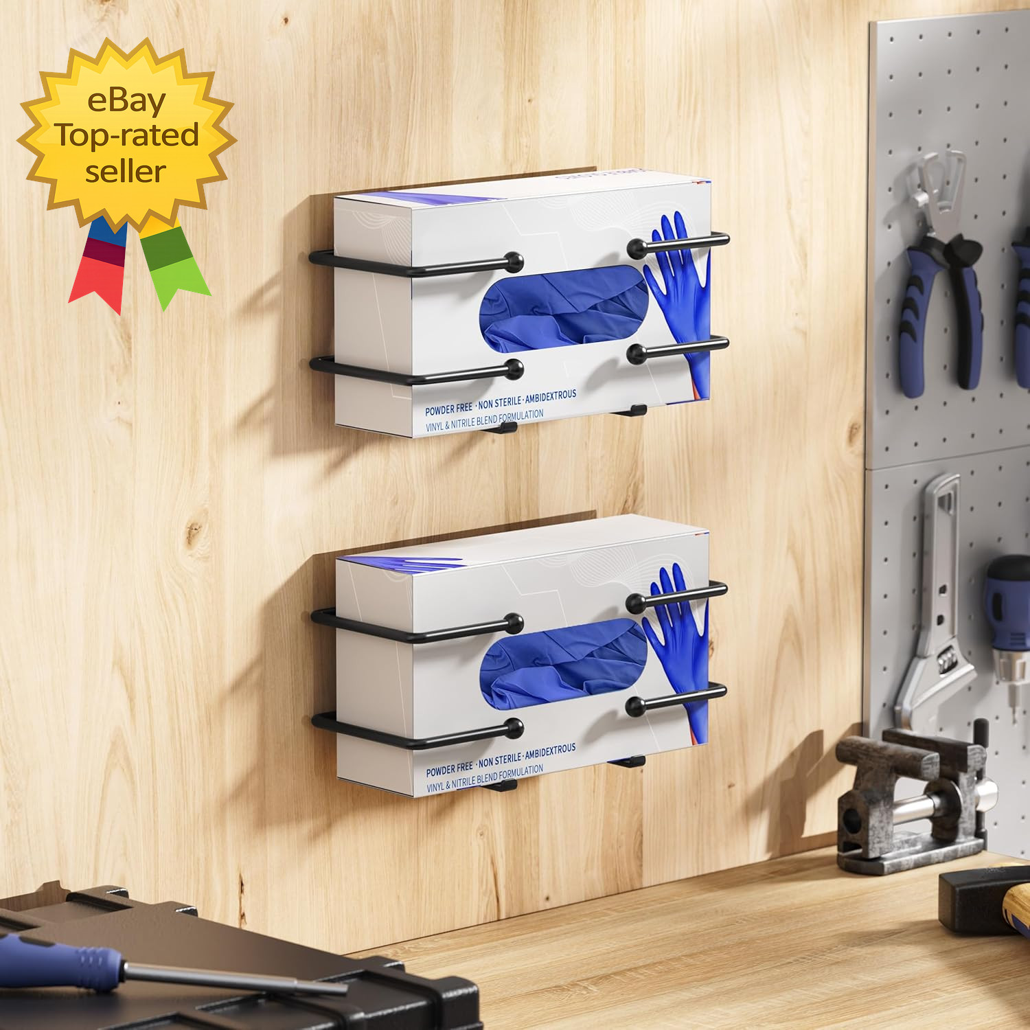 Black Wall Mount Glove Box Dispenser Holder Organizer for Kitchen Bathroom Garag