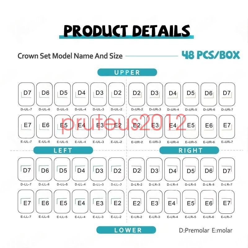 Dental Stainless Steel Primary Pediatric Pedo Molar Crowns Baby Kids Teeth Crown