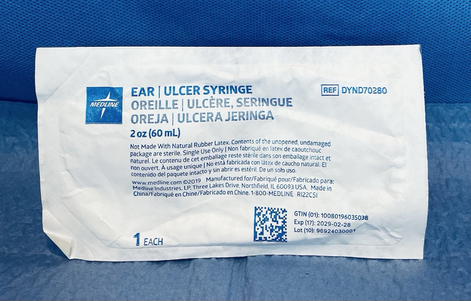 Medline Ear Ulcer Syringer 2 oz (60ml) 2 lots of 22Ref DYND70280