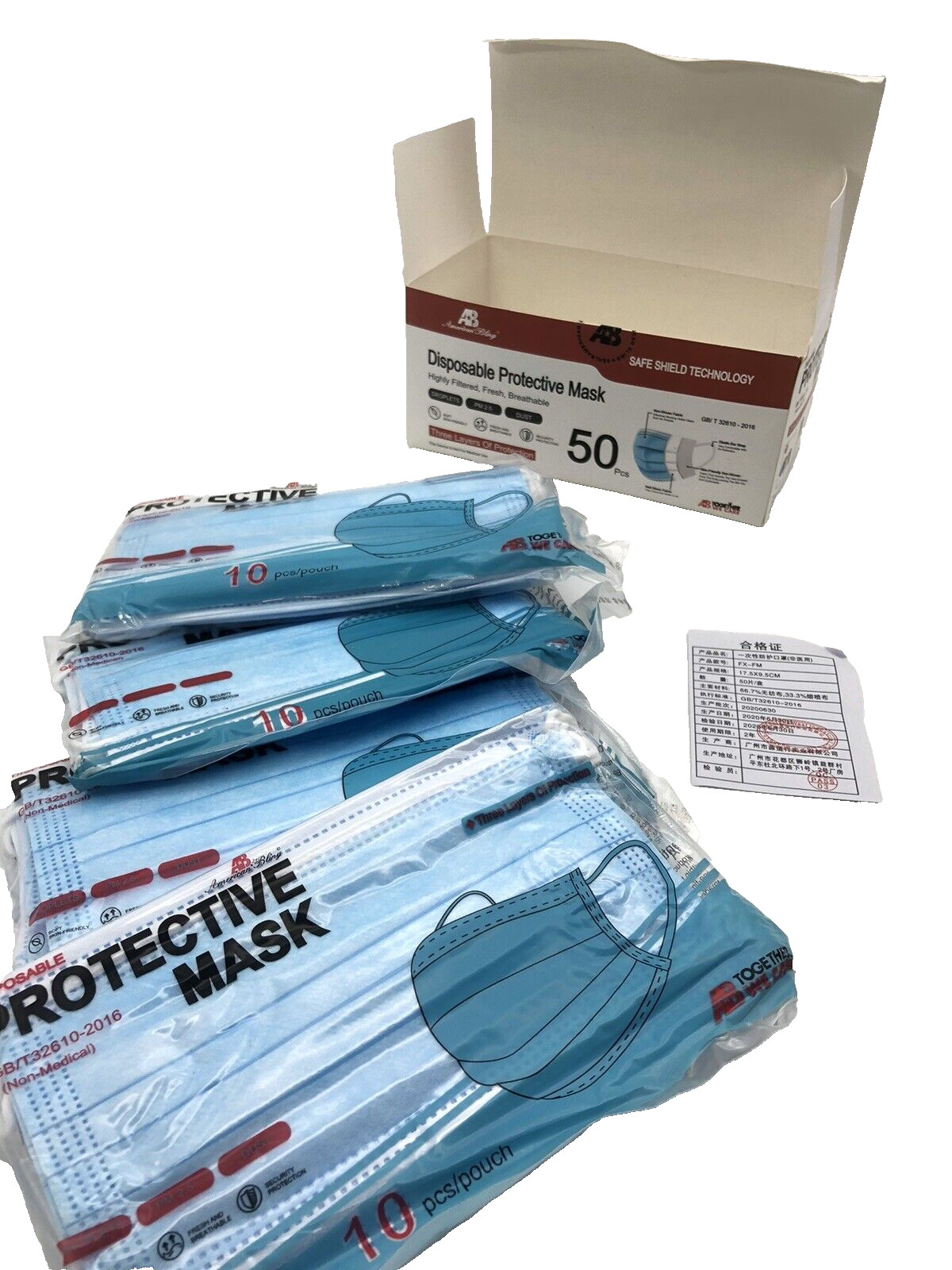 (90) 3-Ply Face Masks Medical Surgical Disposable Ear Loop Mask, ASTM LEVEL3
