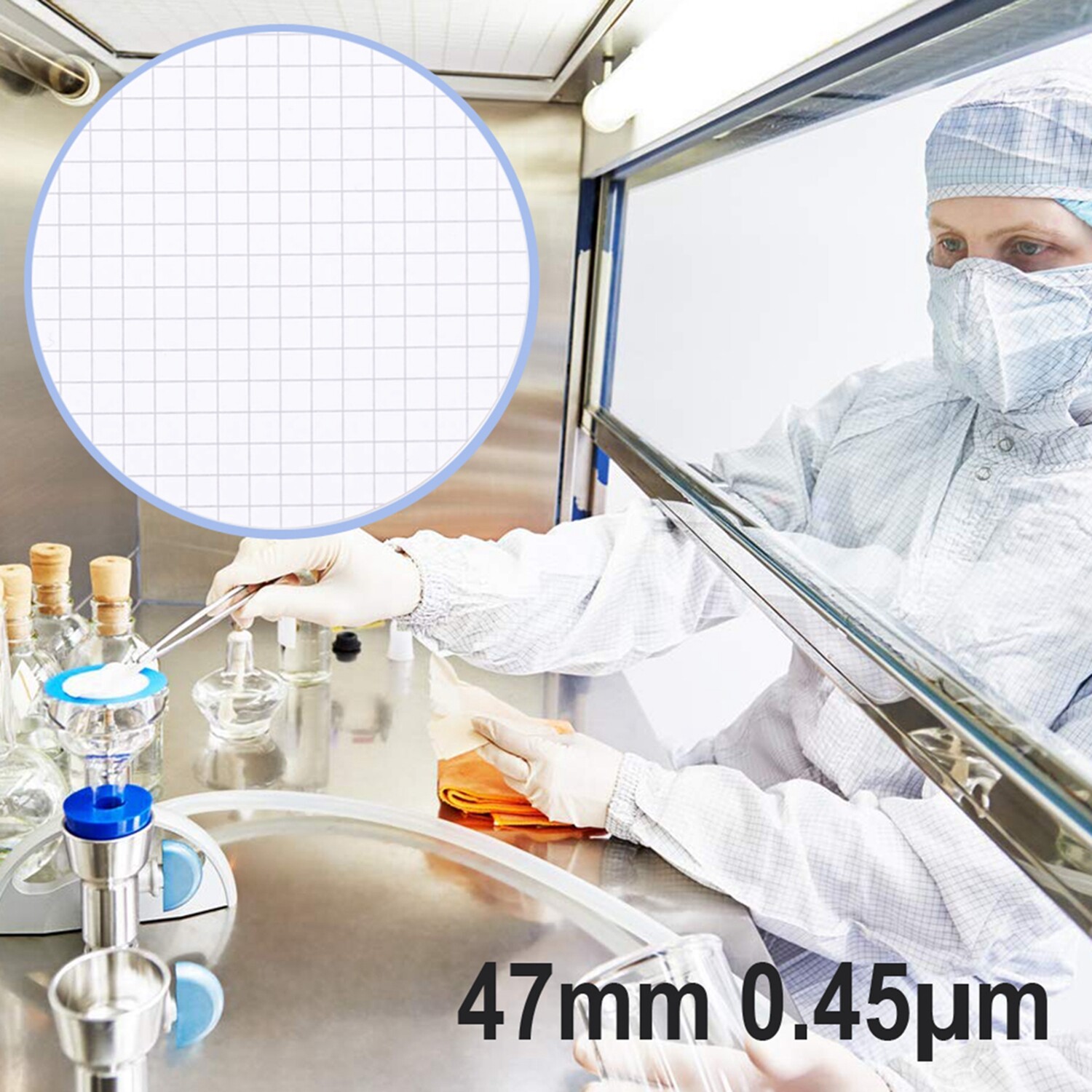 10000PCS 0.45µm/47mm Sterile LAB Membrane Filter Gridded MCE Individually Packed