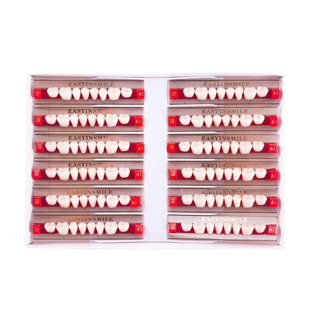 Dental Acrylic Resin Denture False Teeth Upper Lower Full Set A1/A2/A3 Shade USA