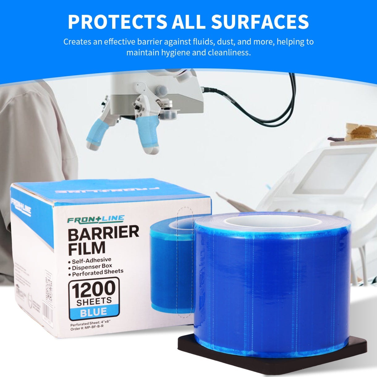 Frontline Dental Barrier Film 4″x6″ 1200 Sheets Pink Roll Universal Protection