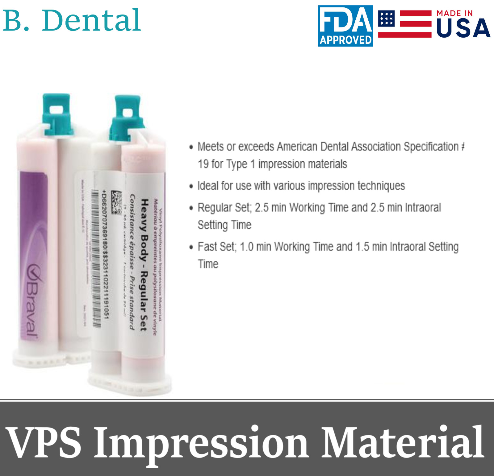 Dental VPS Impression Material Light/Medium Body / Heavy Body – Regular/Fast Set