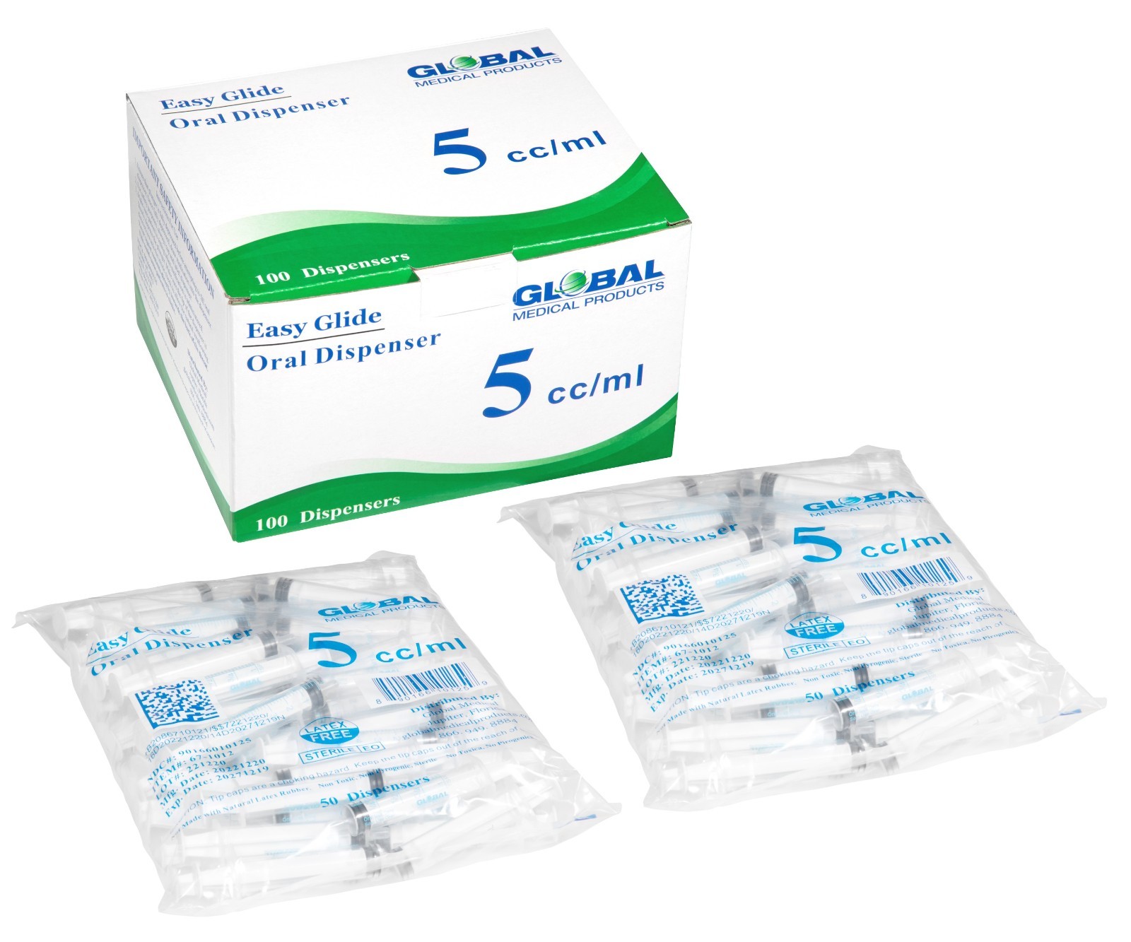 Global Medical Products – 5cc ORAL Syringe – QTY 100 – Sterile – NO TIP CAPS