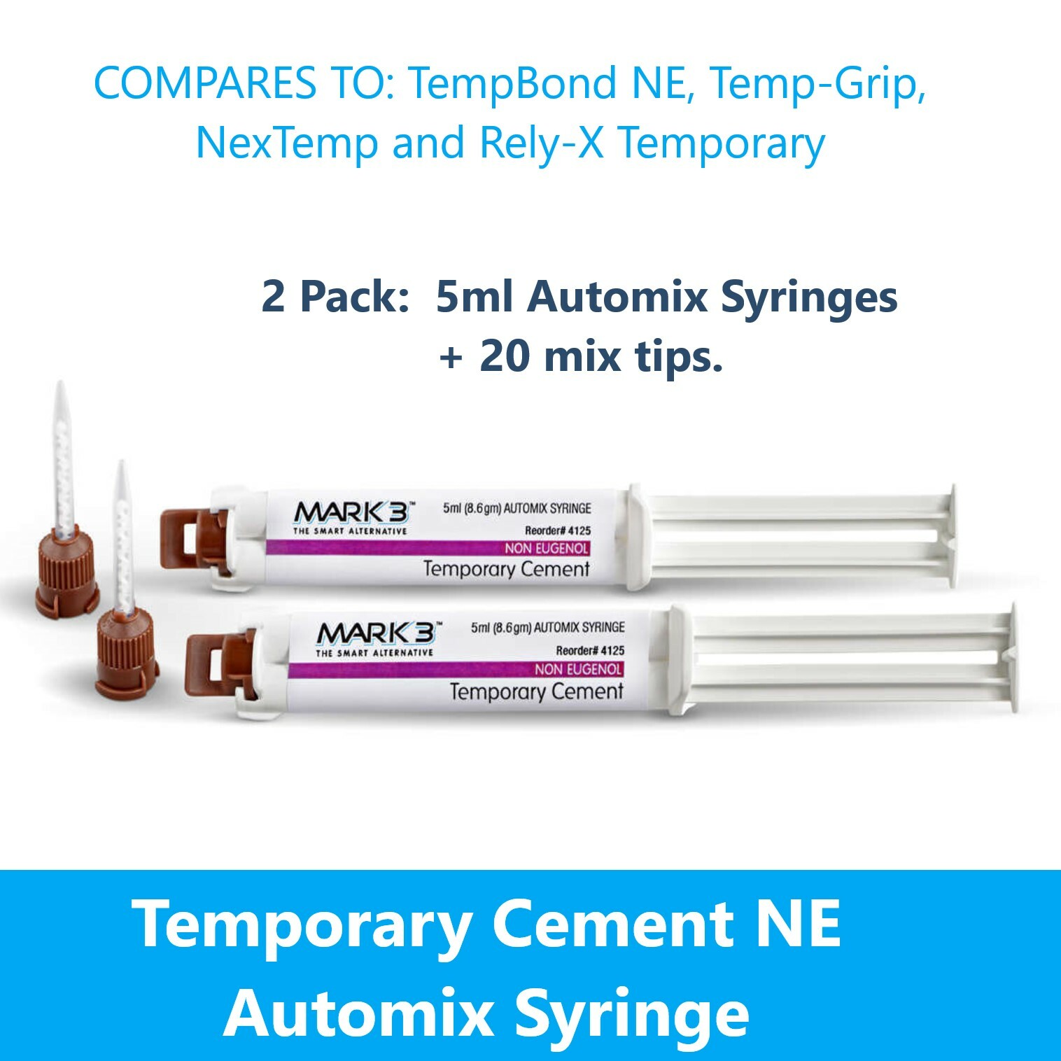 Dental Temporary Cement -Eugenol-free Crown Bridge Material Filling 8.6gm, 1/2Pk