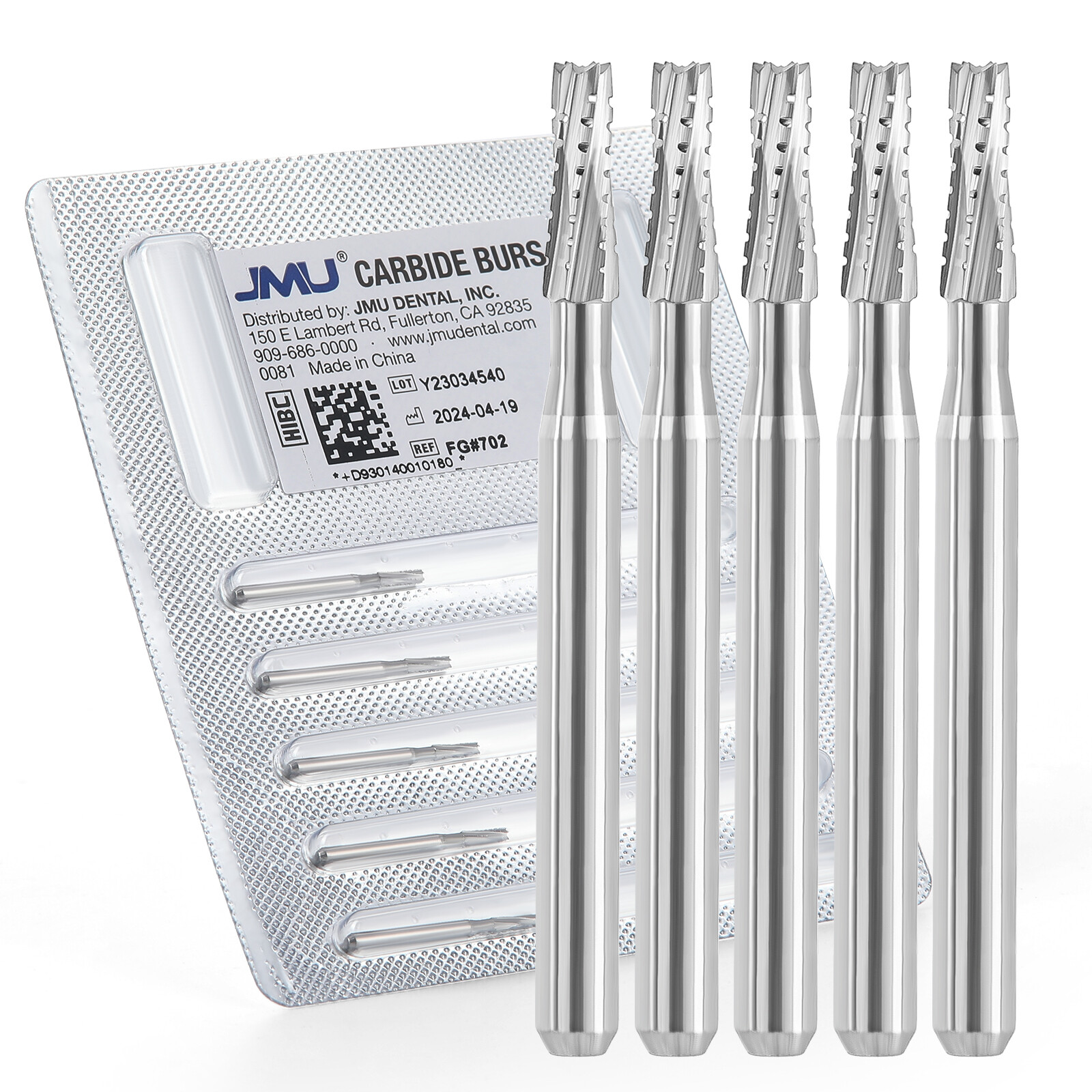 JMU Dental Carbide Burs FG Taper Fissure Crosscut 5pcs/pk