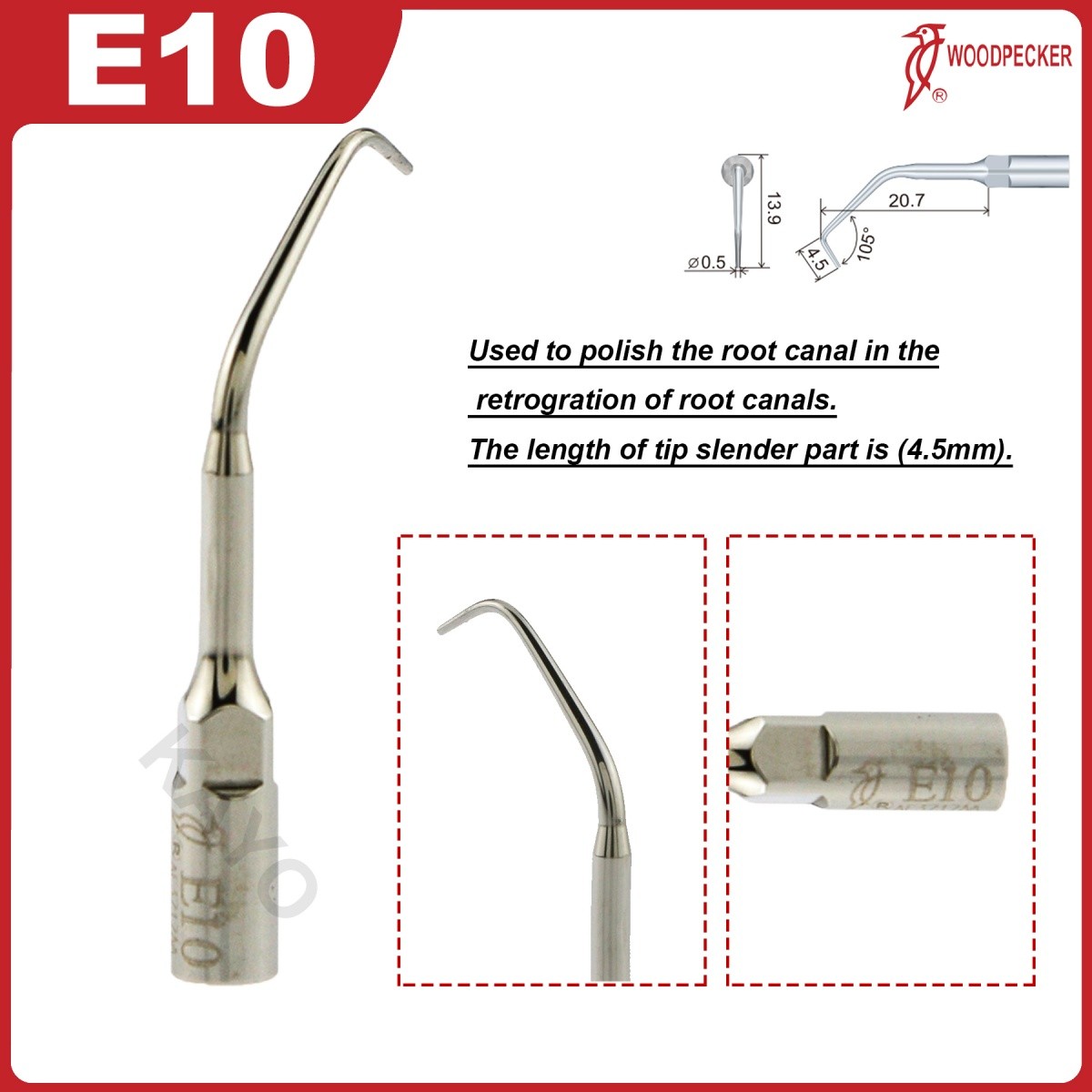 Woodpecker Dental Scaler Tips E Endo treatment tips Fit EMS Ultrasonic Scaler