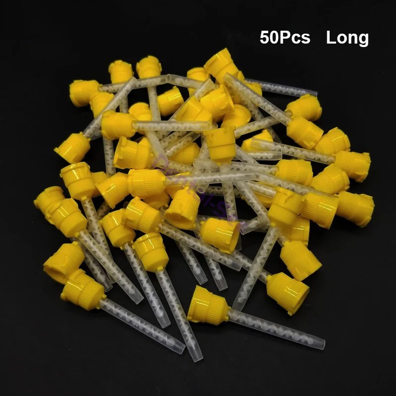 50Pcs/Pack Yellow Dental Impression Mixing Tips Long 7cm/Short 5cm