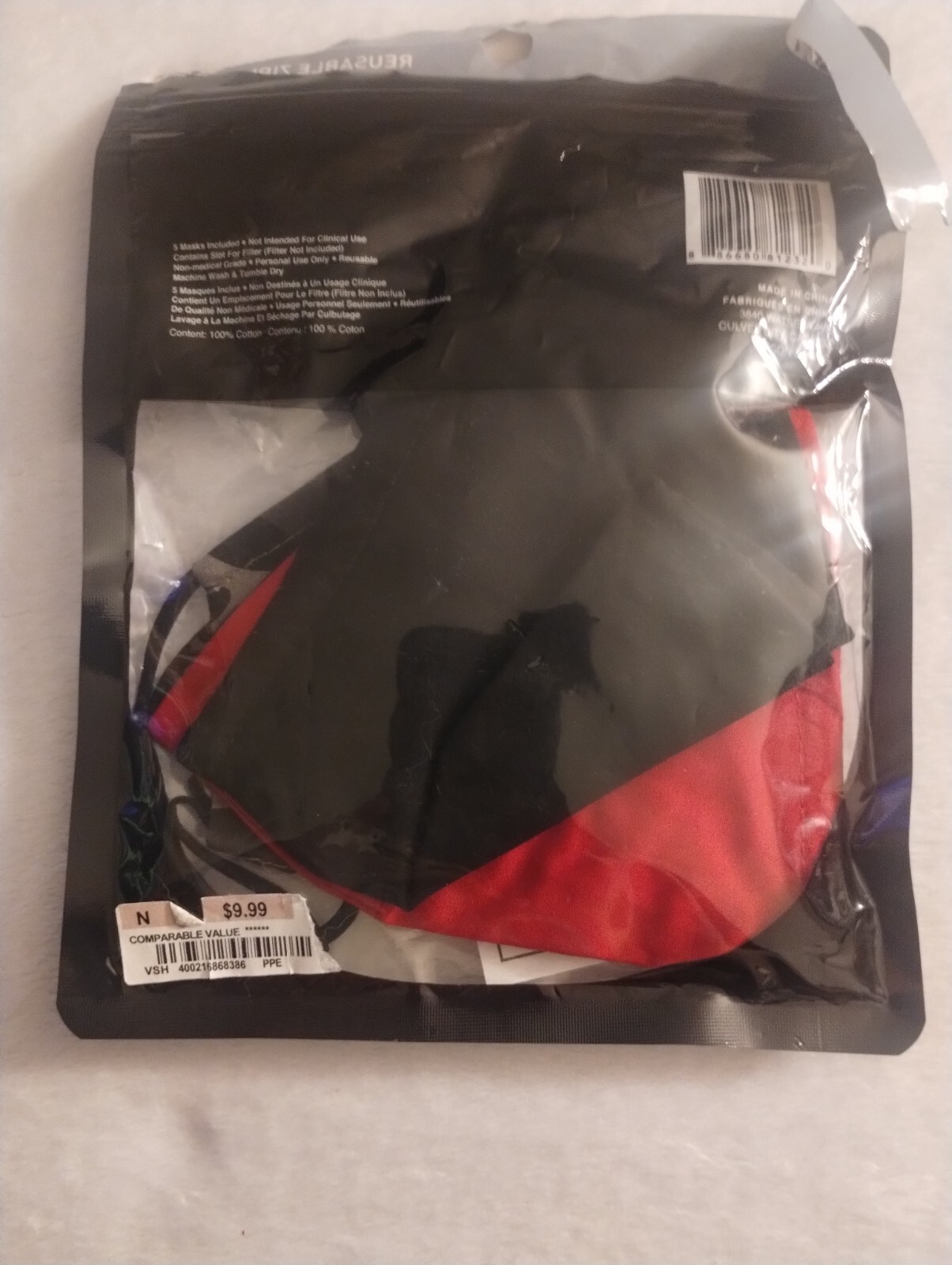 Safety Smile Reusable Face Masks qty#3 Non Medical Grade RED, BLACK & GREY CAMO