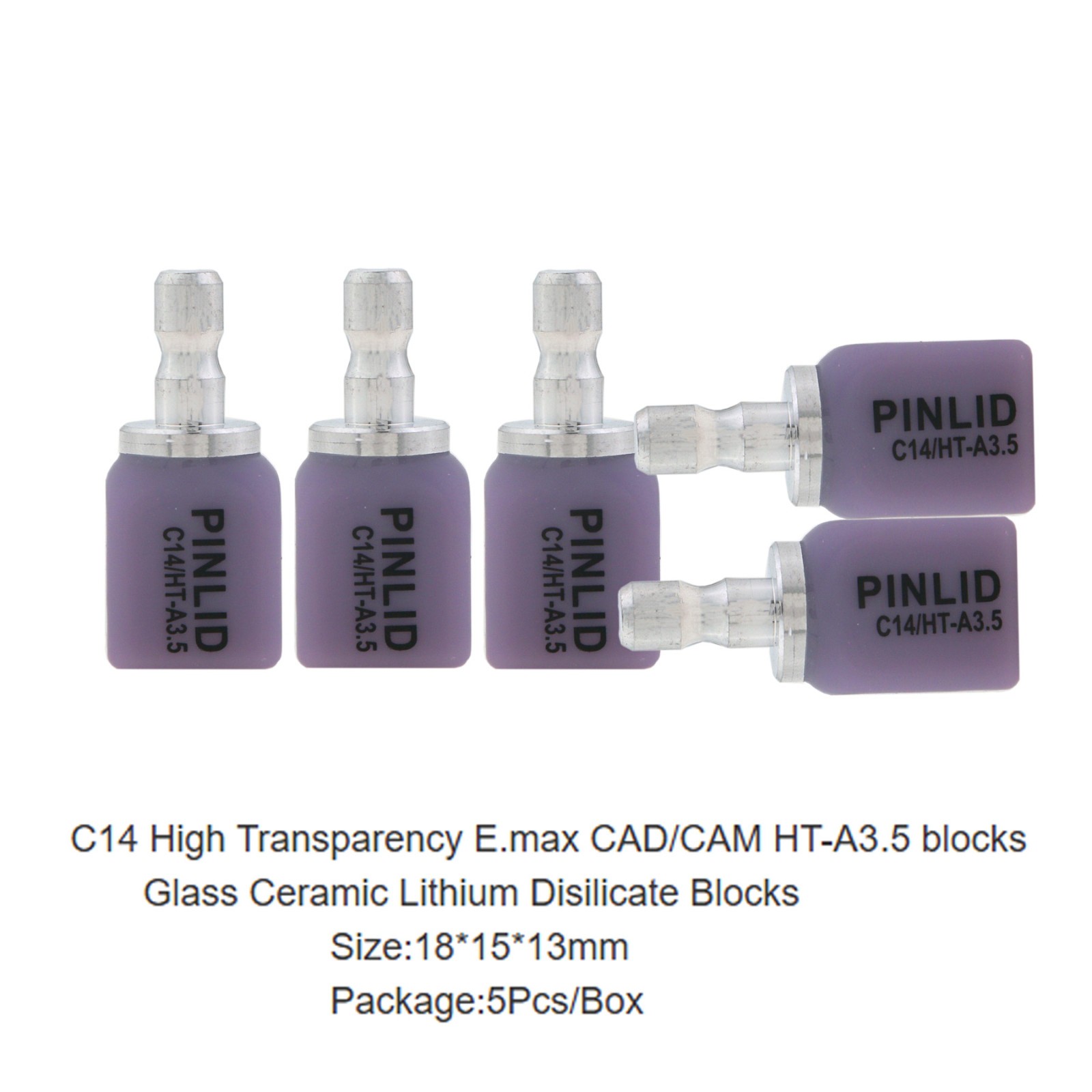Dental IPS e.max CAD CEREC Block InLab HT A3.5 C14 Lithium Disilicate Block 5/Pk