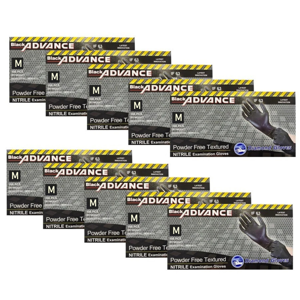 Advance Black Nitrile Exam Gloves Powder Free Bulk 1000ct 6 Mil Latex Free Glove