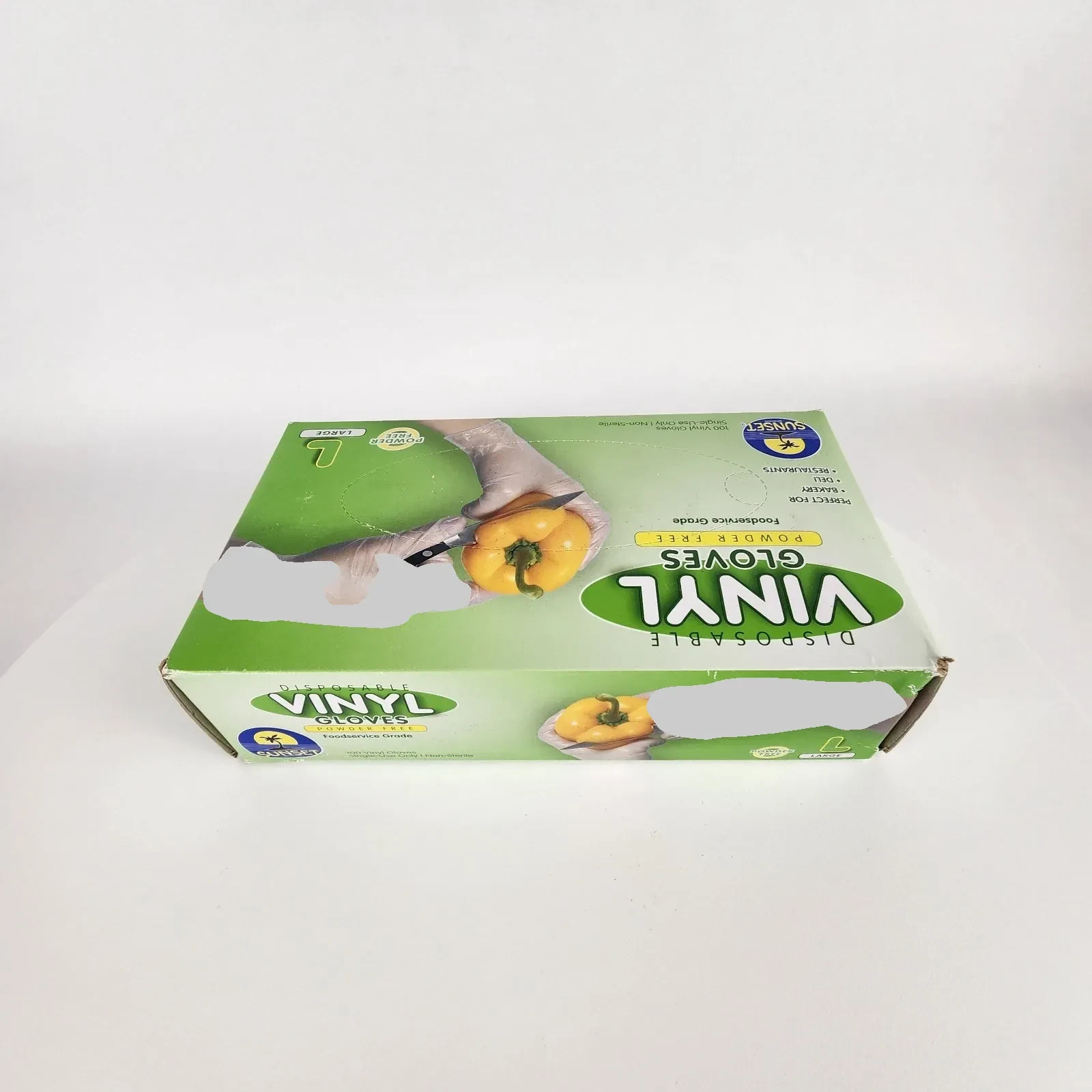 100 Sunset Vinyl Gloves Powder-Free Food service Disposable Latex Nitrile Free L