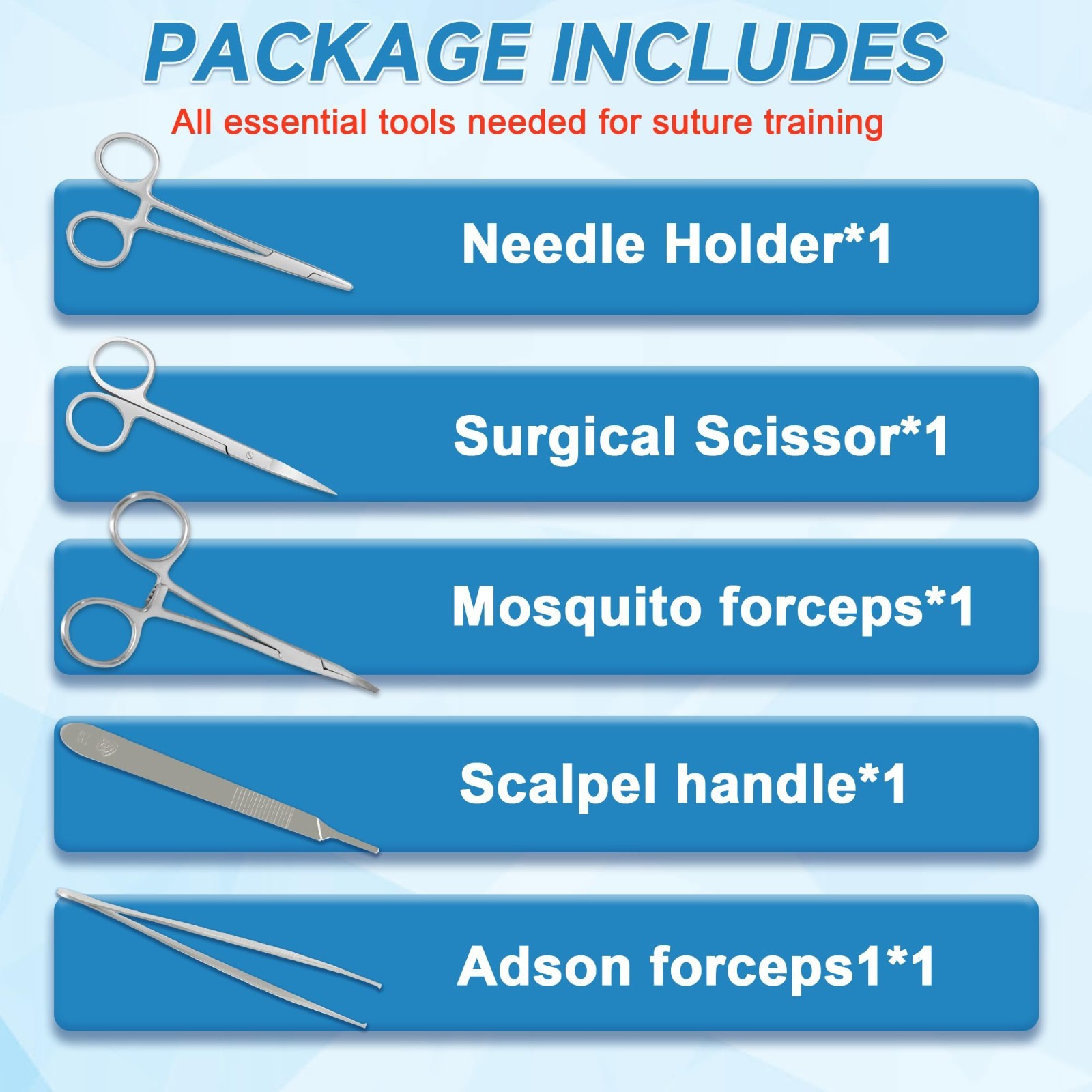 Suture Practice Kit – 240g Silicone Pad, Reusable Stitching Set, 14 Patterns, Tr