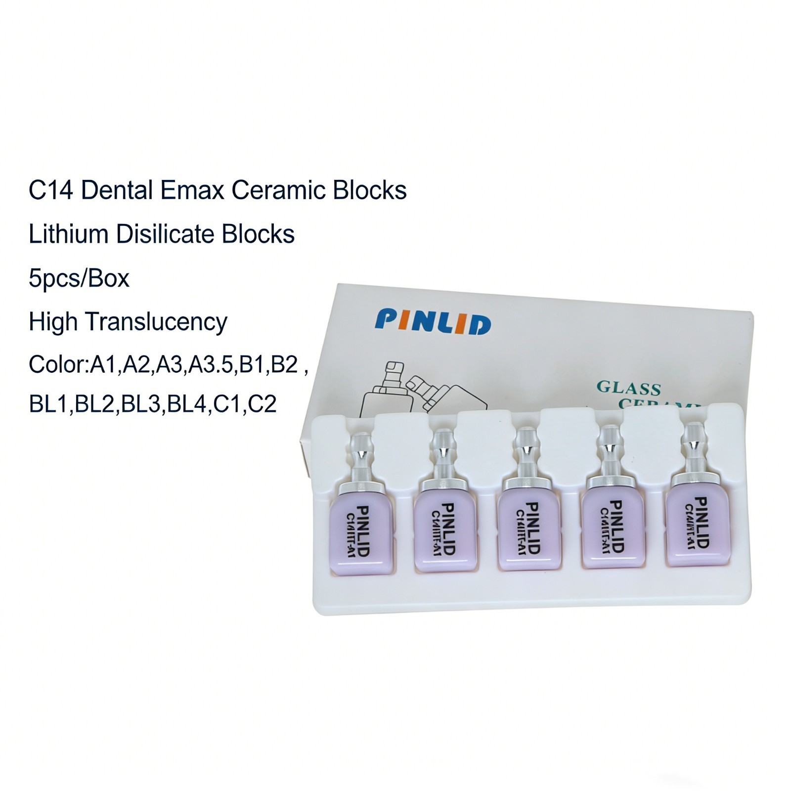 C14 Dental Emax Ceramic Blocks Lithium Disilicate Blocks CAD/CAM CEREC 5pcs/Box