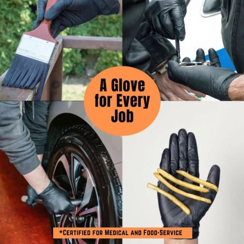 6 Mil Black Nitrile Disposable Gloves Powder Free Case 1000 PC S M L XL XXL