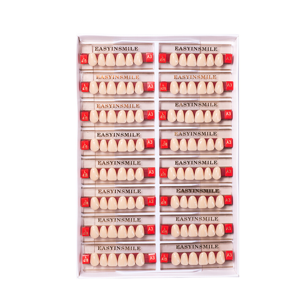Dental Acrylic Resin Tooth Denture False Teeth Upper Anterior Lower 6Set*16Pc