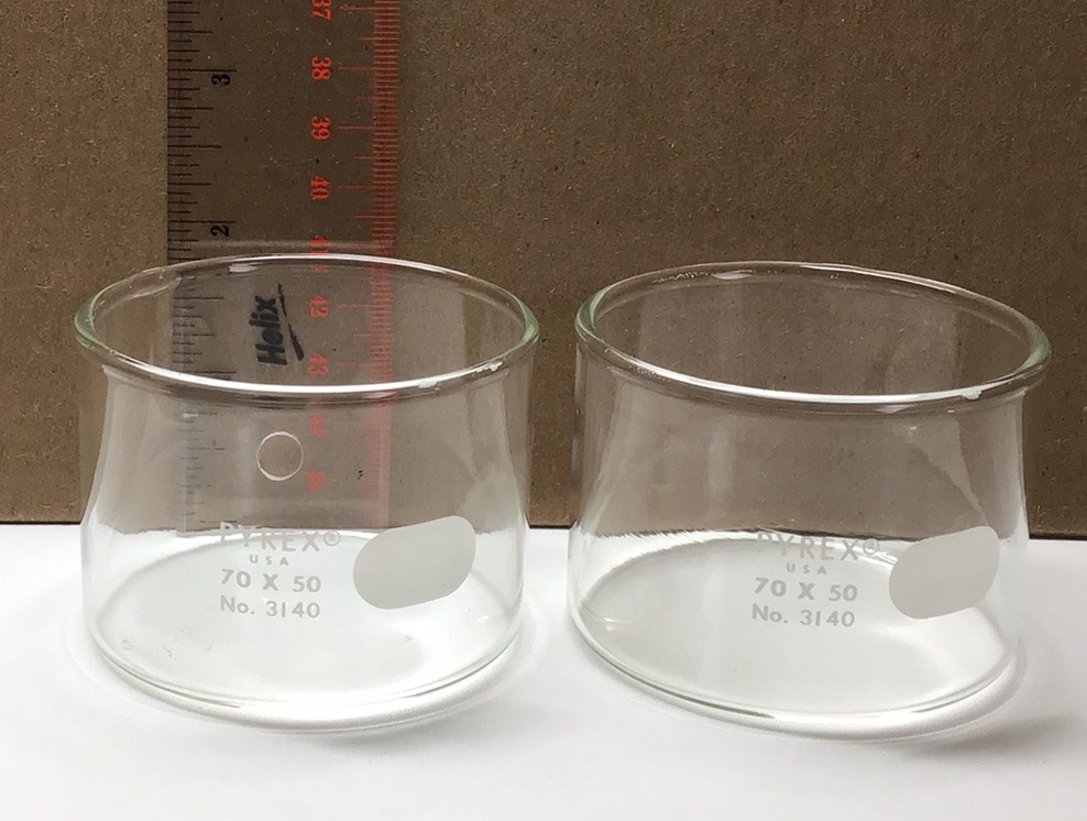 2 Pyrex #3140 Crystalizing Dish 70×50 Quality Lab Glassware USA Halloween Party