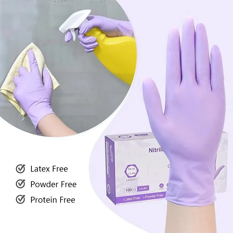 Disposable Nitrile Gloves Powder Free Latex Free Medical Use & Food Grade 100pcs