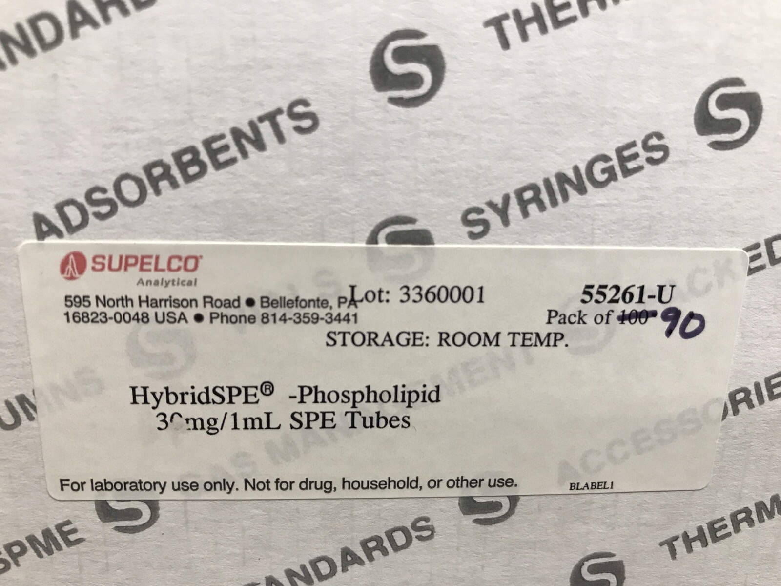 (90 Pcs) SUPELCO HybridSPE Phospholipid 30mg 1mL SPE PL Cartridge Tubes 55261-U