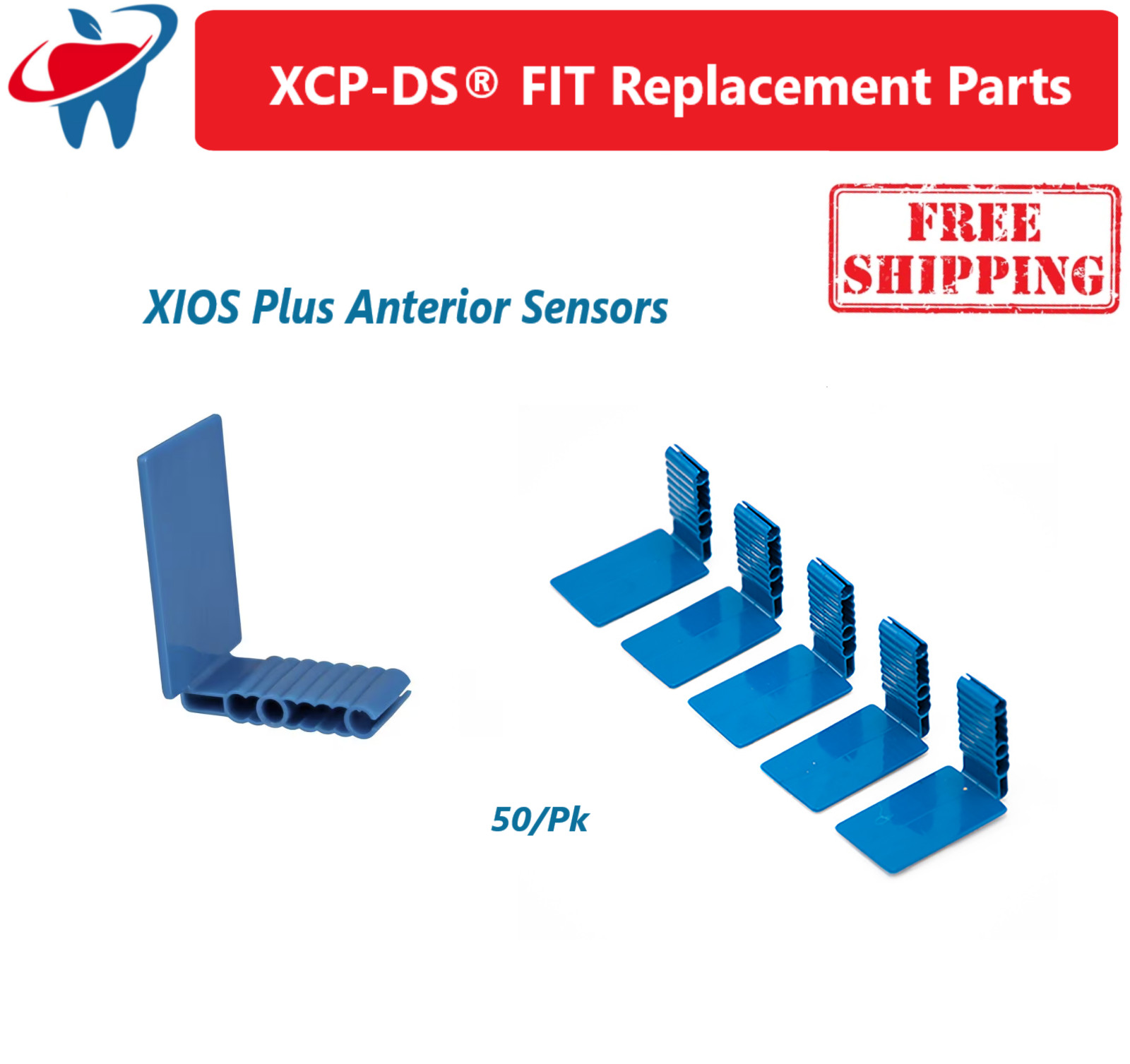 Dental X-Ray XIOS Plus Disposable Digital Sensor Holder, Anterior, Blue, 50/pk