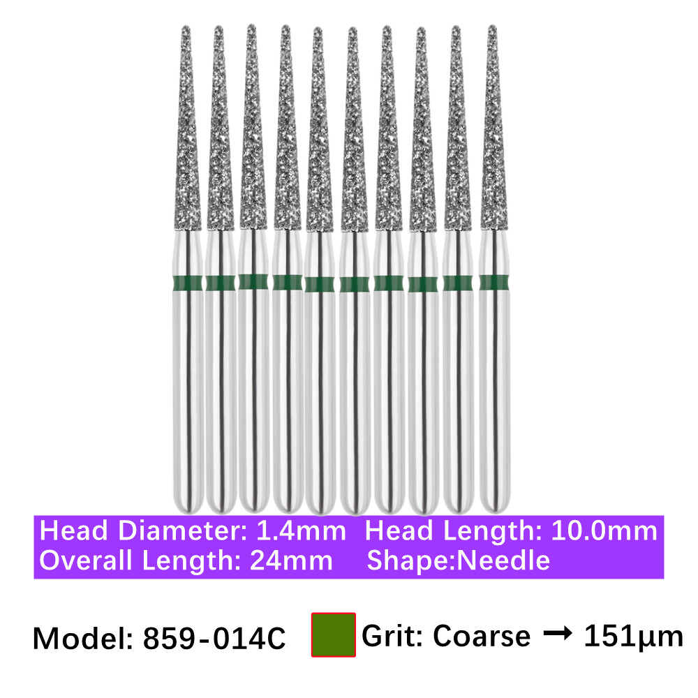 Vakker 10pc Diamond Burs Needle Burs Friction Grip Burs for High Speed Handpiece