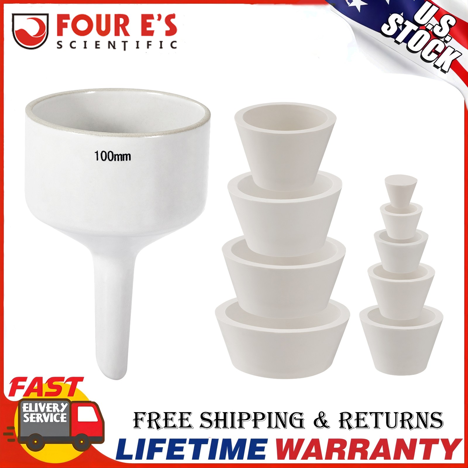 100mm Buchner Filter Funnel Kit Porcelain Funnels Ceramic Buchner Filter Vacuum