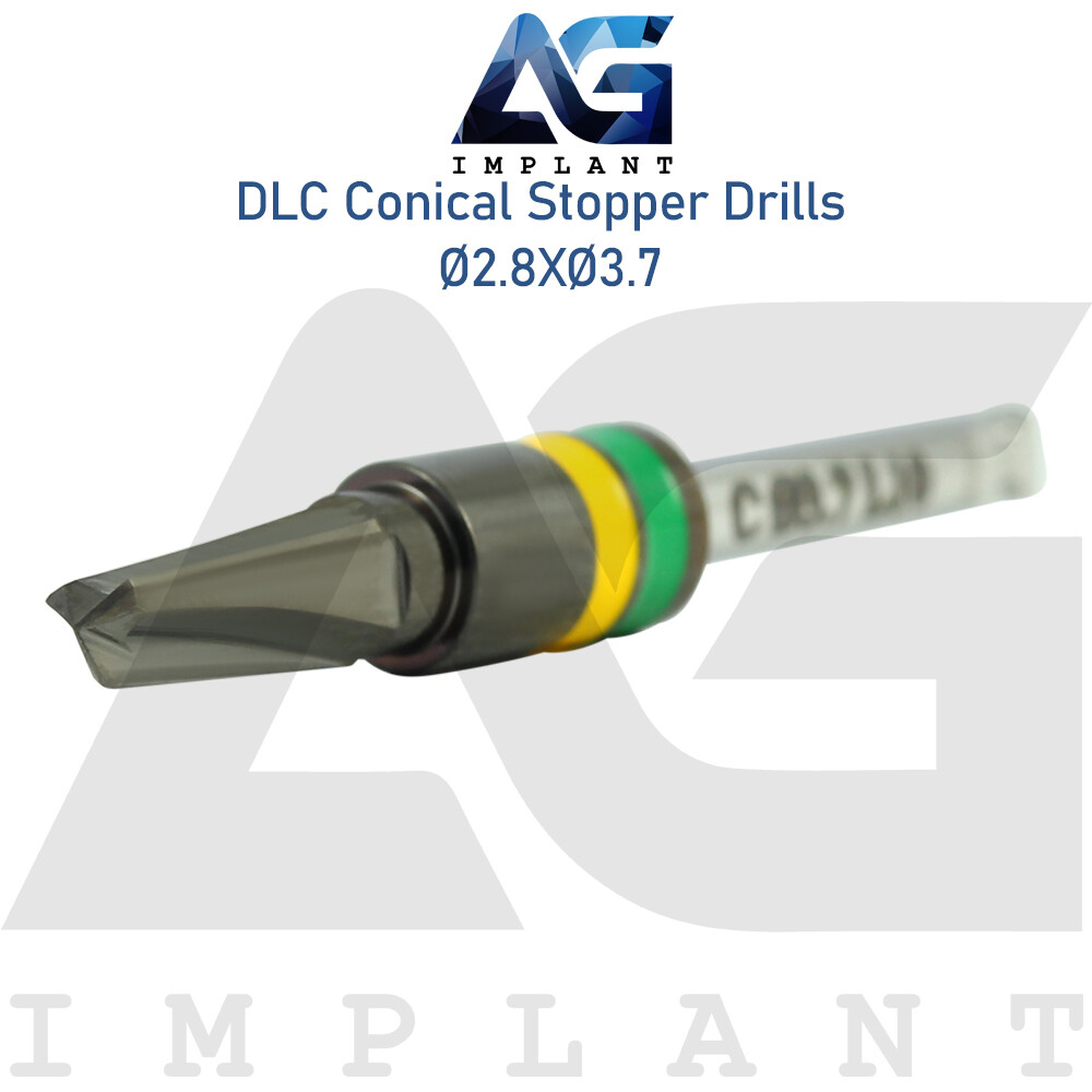 Ø2.8XØ3.7 Integral Stopper DLC Conical Drill External Irrigation Tool Carbon