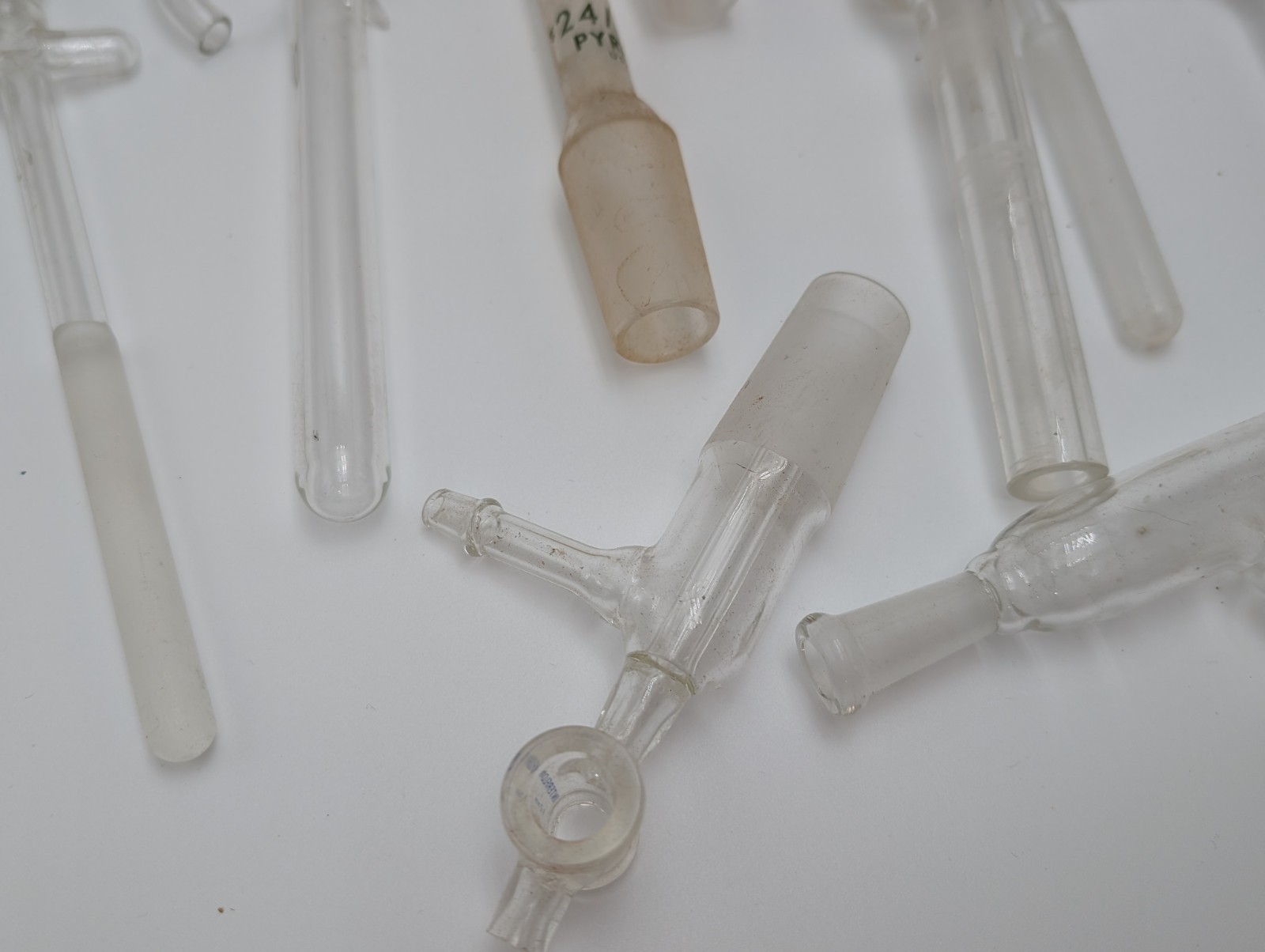 Lot of Vintage Laboratory Glassware 21pcs (Pyrex) Connectors + More
