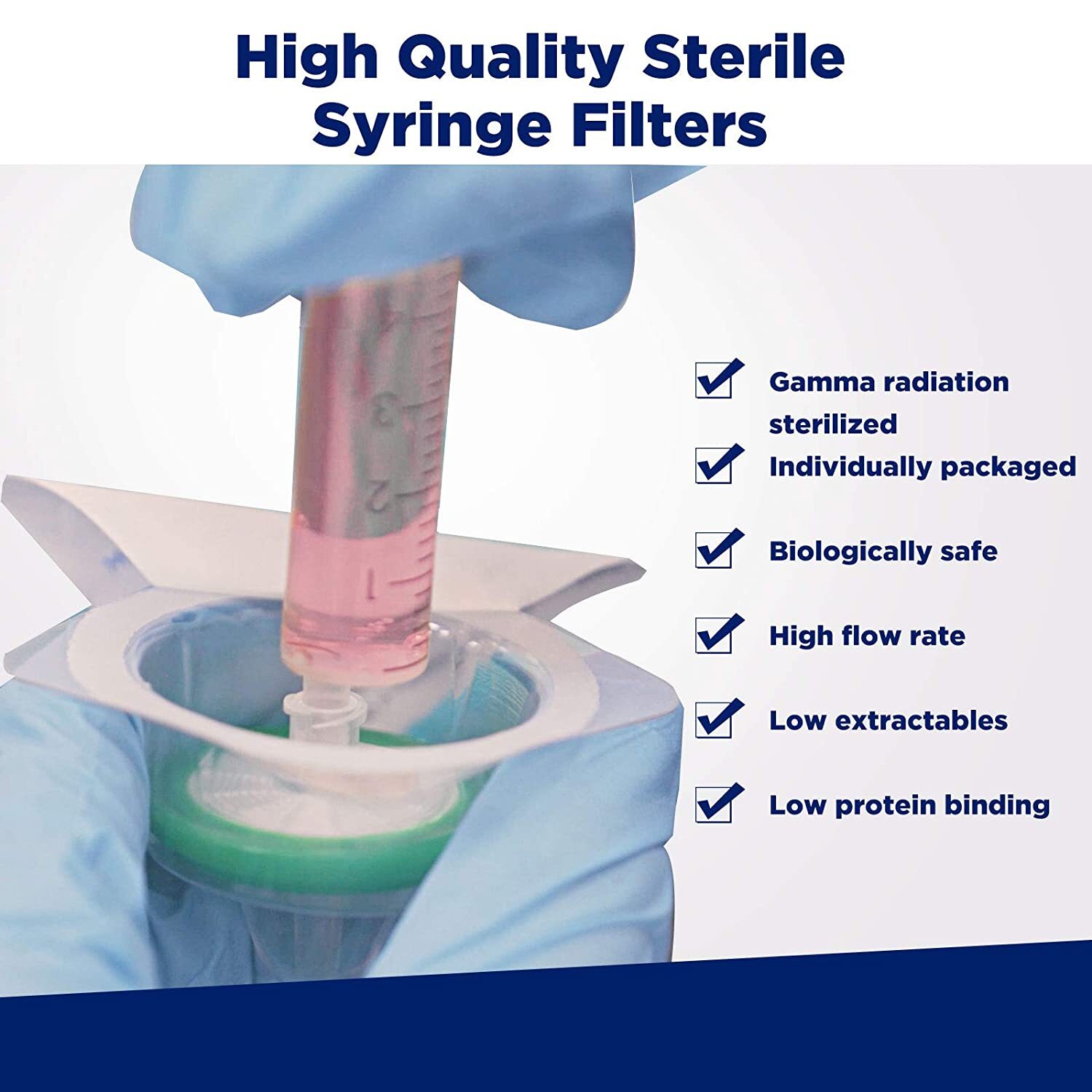 1000pcs Disc Syringe Filters Sterile Filter PES Membrane 0.22µm 33mm Hydrophilic