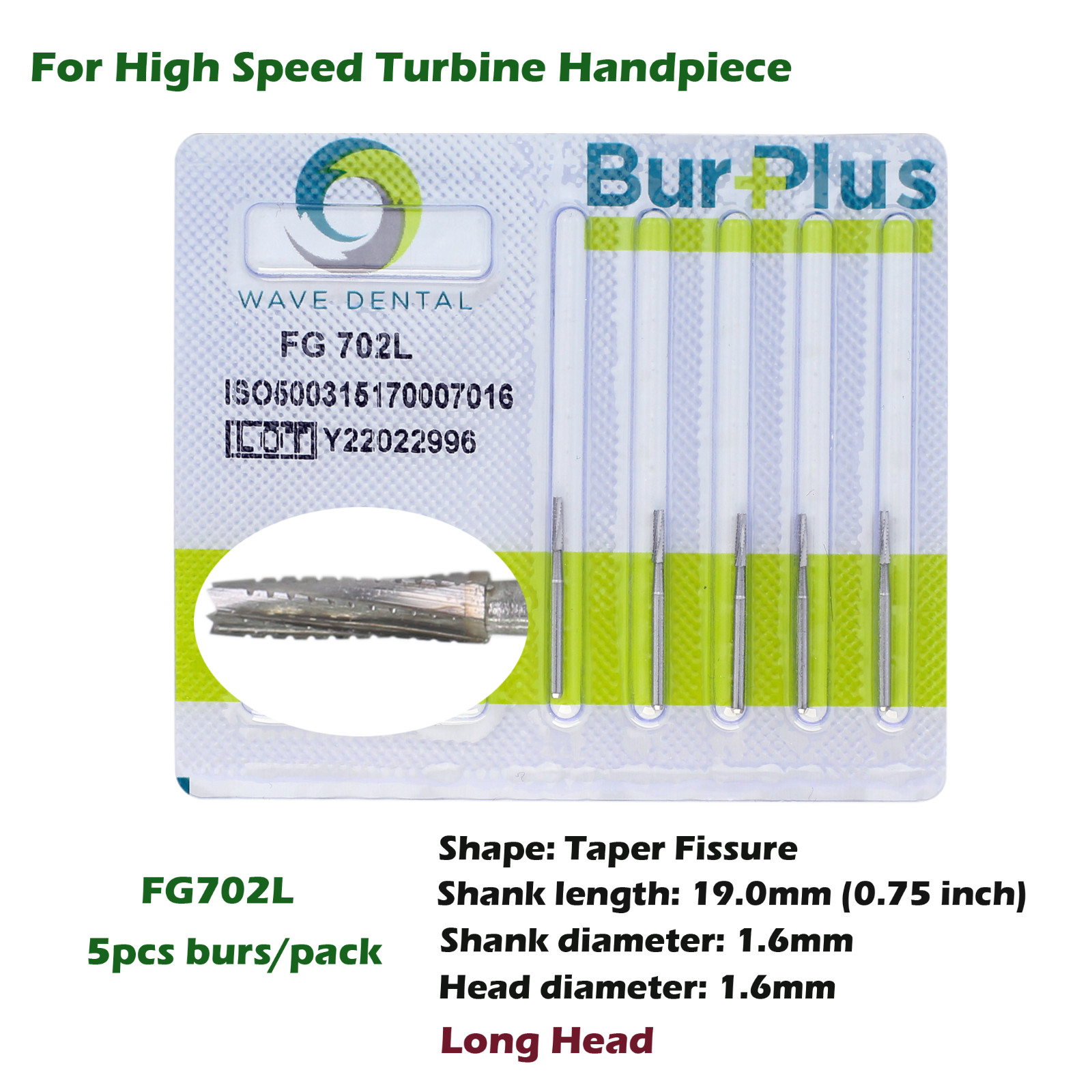 Wave Dental Surgical Burs High Speed FG 25mm Carbide Friction Grip Round 2 4 557