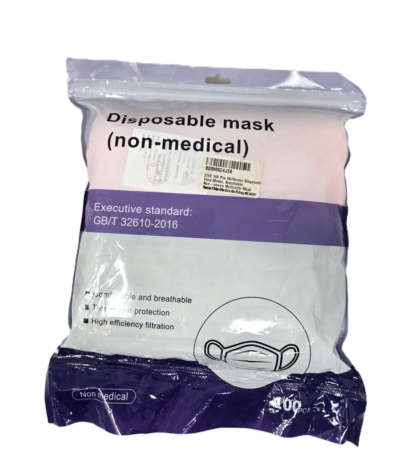 Ziye Non-Medical Comfortable Breathable Disposable Face Masks – 100 Pieces