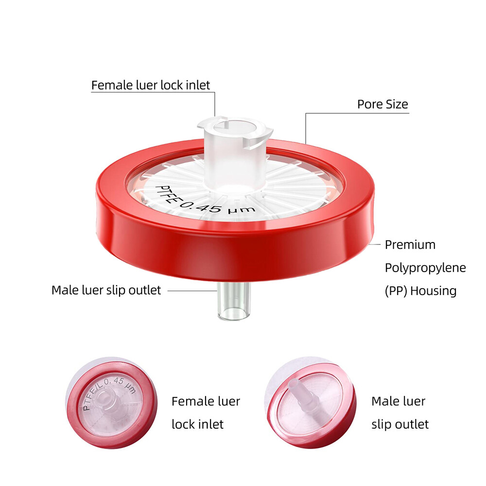 PTFE Syringe Filter 13mm,0.22 um Pore Size,Hydrophilic NonSterile Lab Filtration