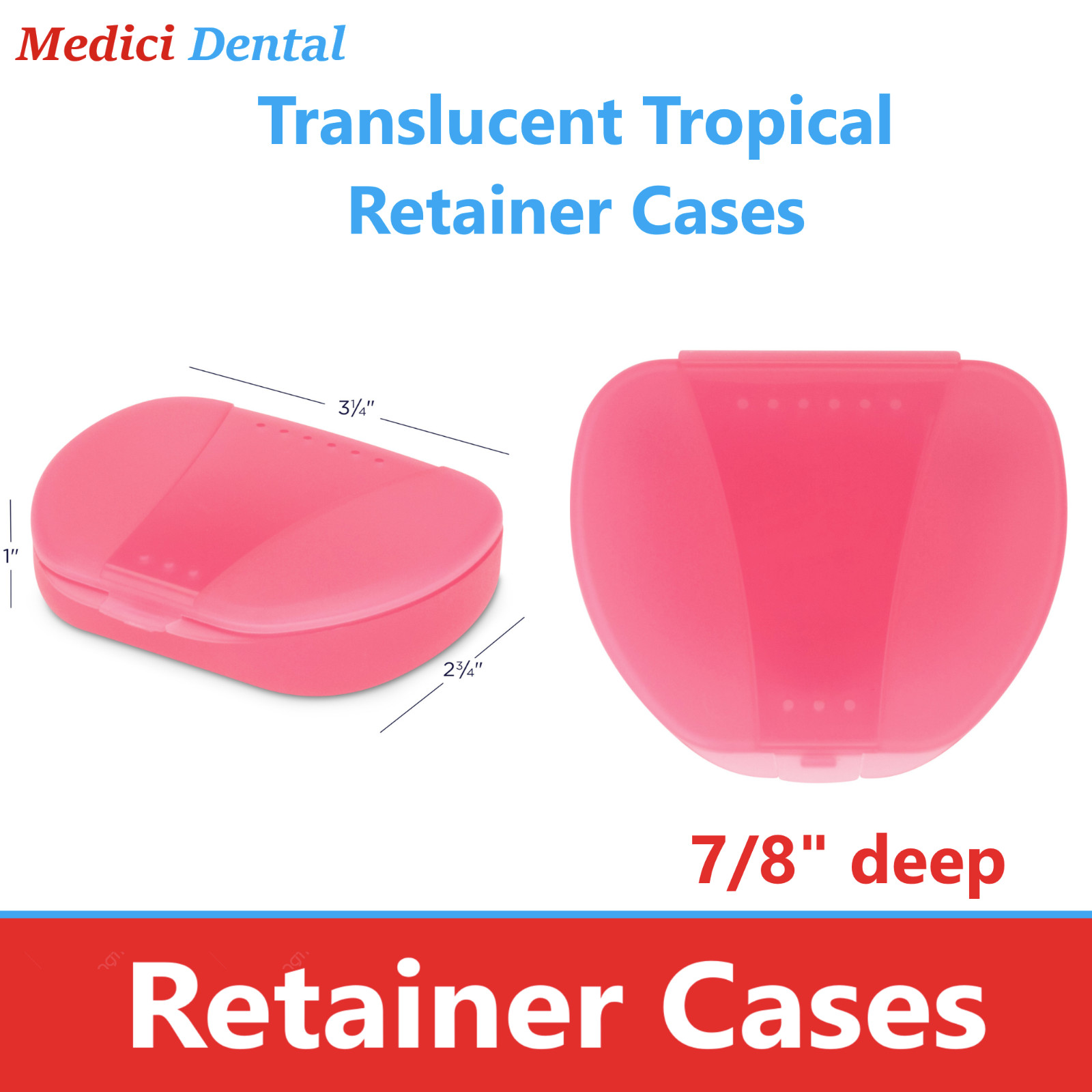 Dental Denture Box Retainer Box Carrier 4W x 2in x 3in Upto 200 Retainers/Case