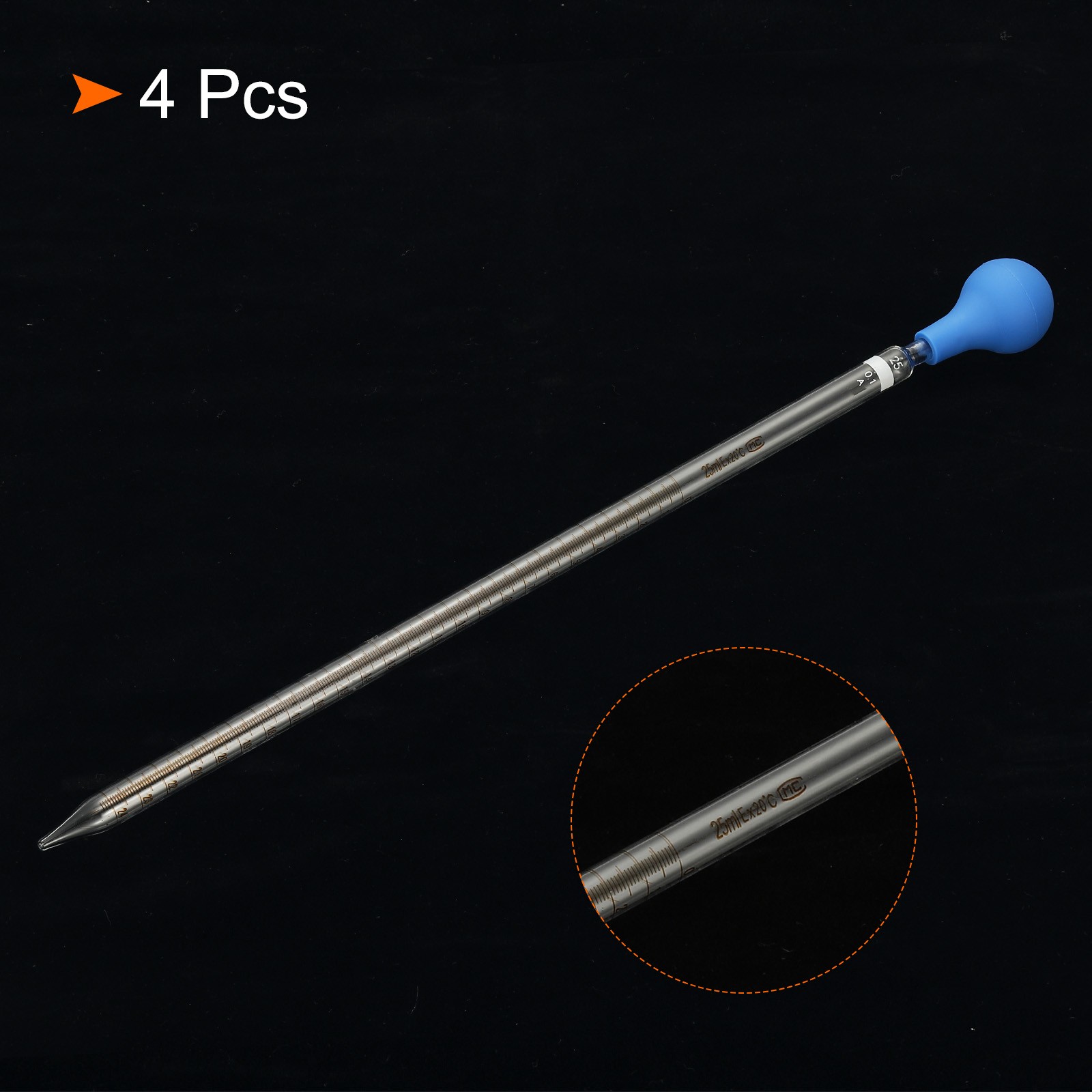 Graduated Dropper Pipettes Kit, 3pcs 25ml Pipette with Rubber Cap, Clear