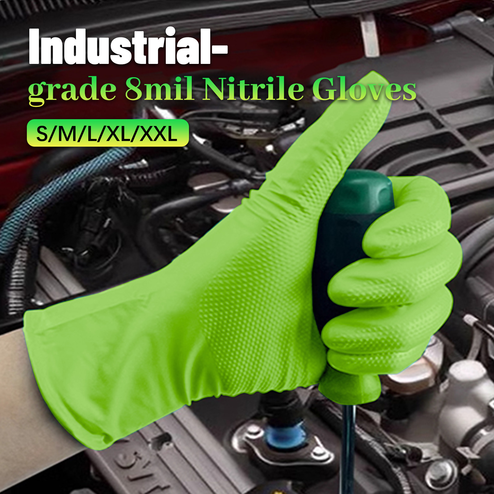Heavy Duty Nitrile Gloves 8 Mil, Latex-Free, Large, Box of 1000, for Industrial