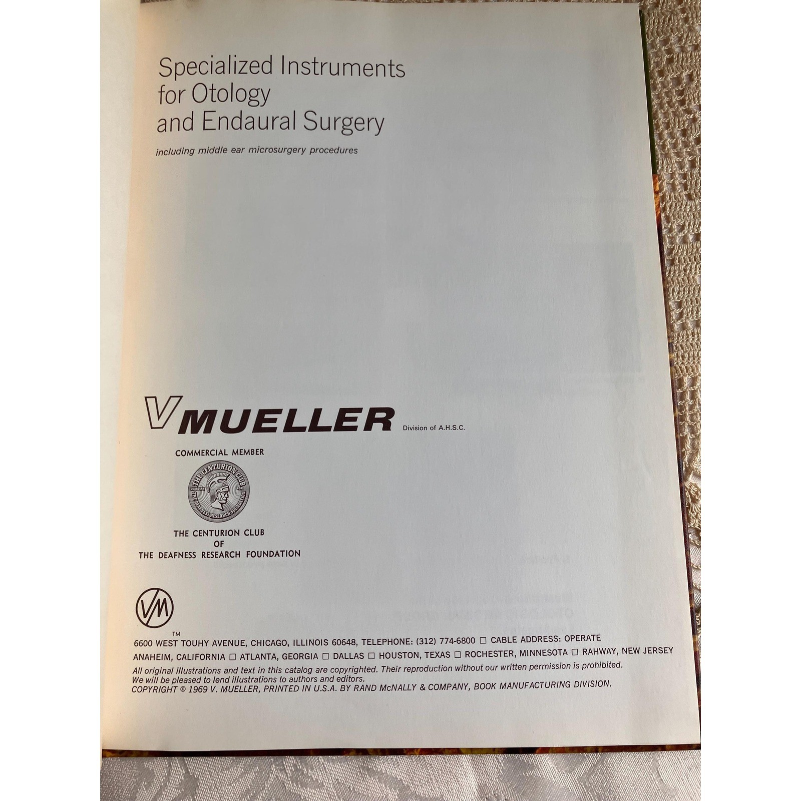 1969 Otology and Endaural Surgery Instruments Medical Instrument Catalog book
