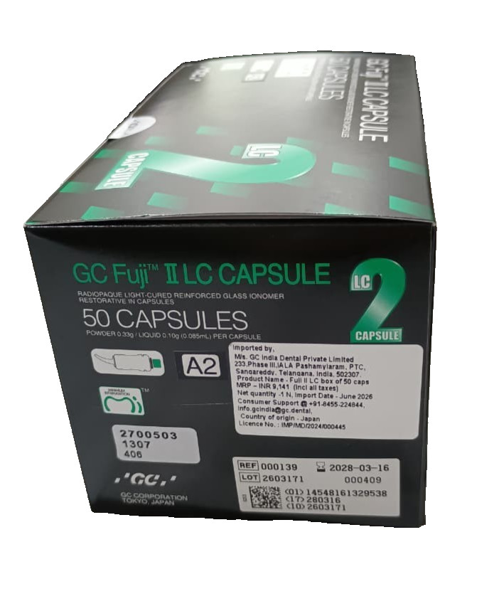 GC Fuji II LC Capsules A2 Shade Glass Ionomer Dental Restorative 50 Pack