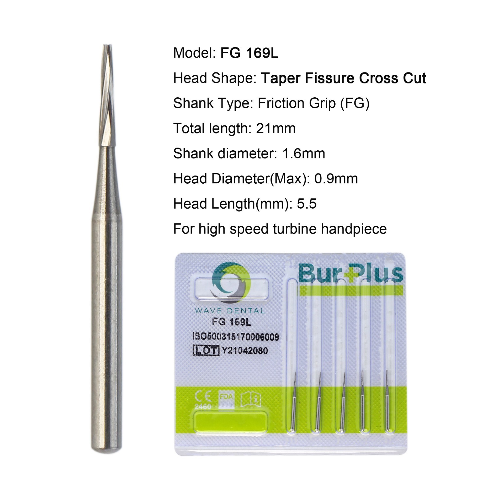 Wave Dental Surgical Burs 25mm Carbide Burs Friction Grip FG 19mm Round Pear 330