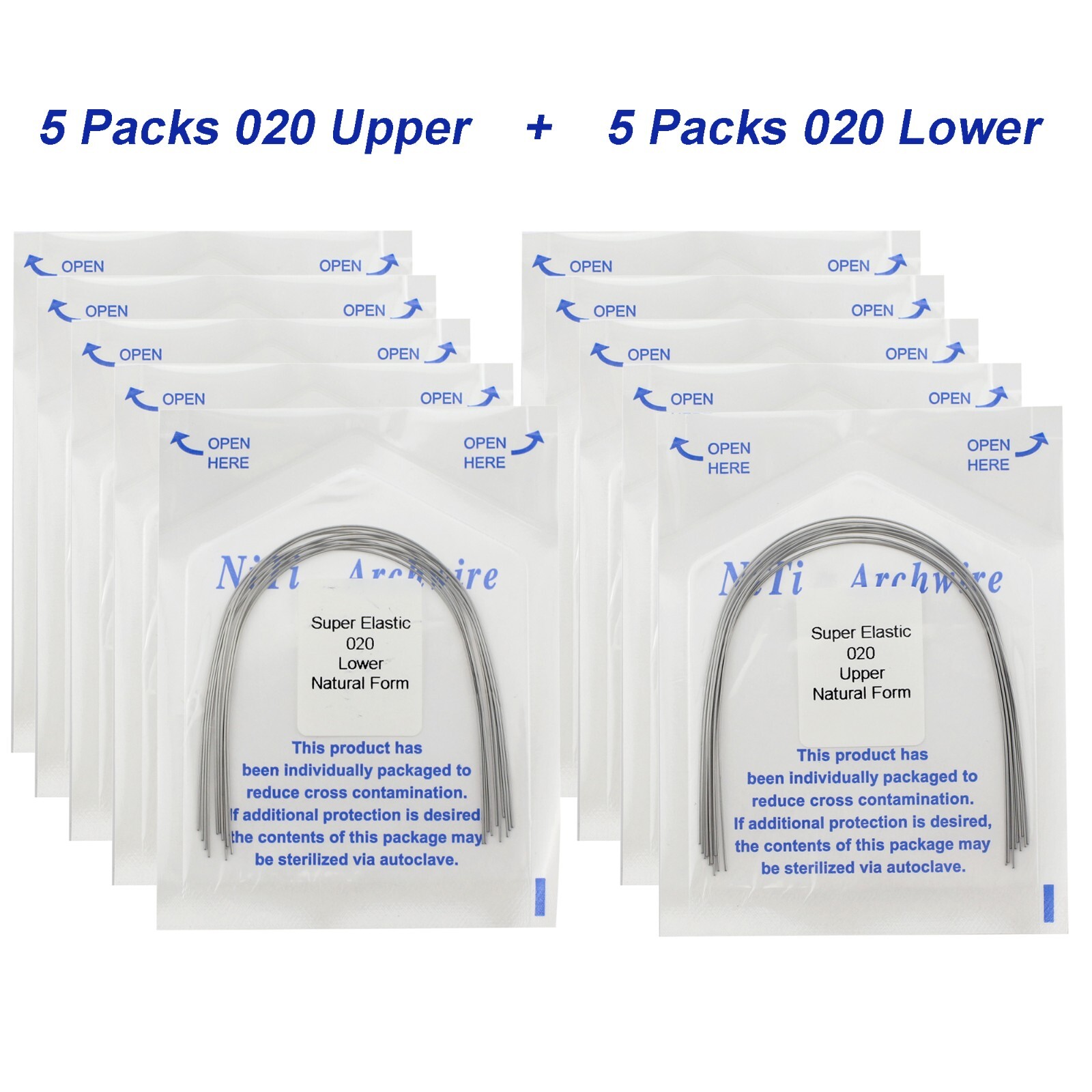 100PCS Dental Orthodontic Arch Wire Niti Natural Form Round Rectangular 16×22 14