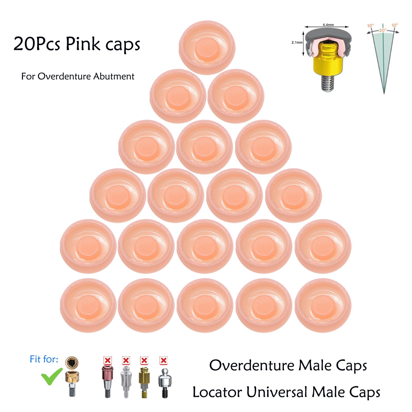 US Dental Overdenture Retention Caps For Implant Zest Locator Abutment Inserts
